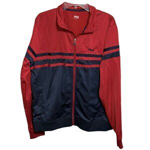 Vintage FILA Red & Navy Long Sleeve Track Jacket - Size Large